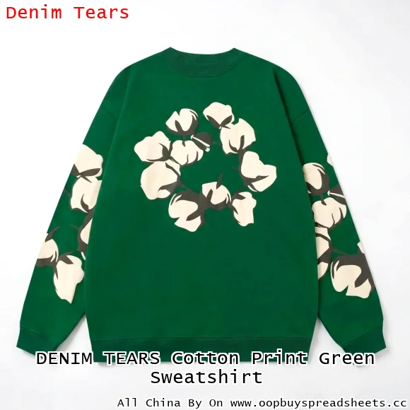 DENIM TEARS Cotton Print Green Sweatshirt
