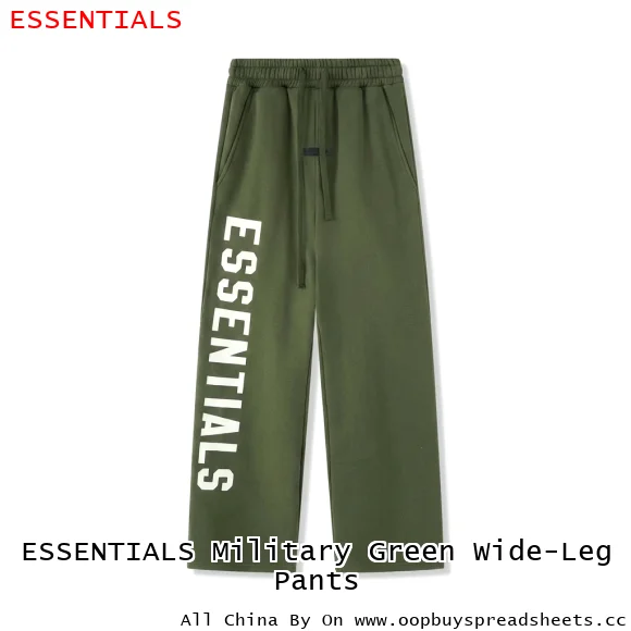 ESSENTIALS Military Green Wide-Leg Pants