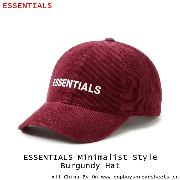 ESSENTIALS Minimalist Style Burgundy Hat