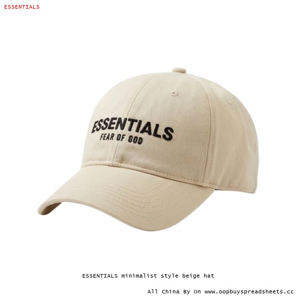 ESSENTIALS minimalist style beige hat