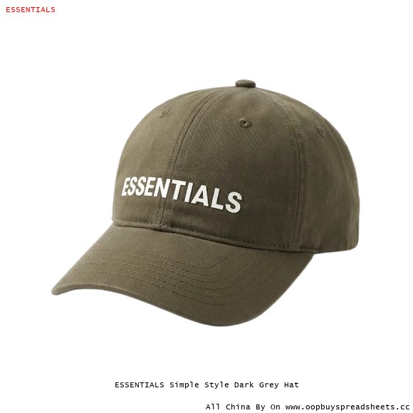 ESSENTIALS Simple Style Dark Grey Hat