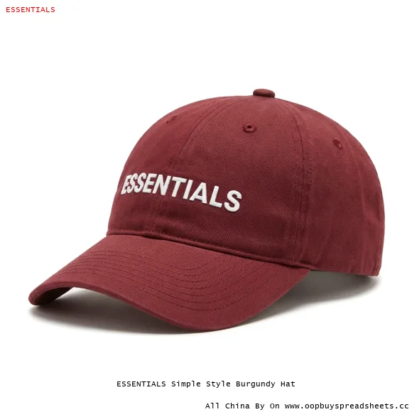 ESSENTIALS Simple Style Burgundy Hat
