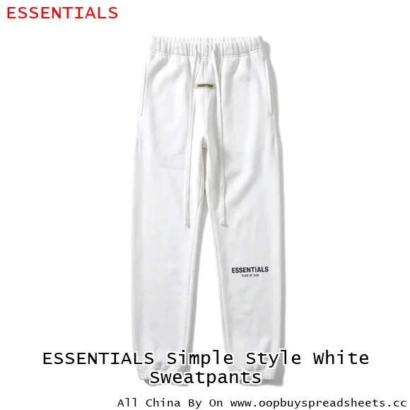 ESSENTIALS Simple Style White Sweatpants