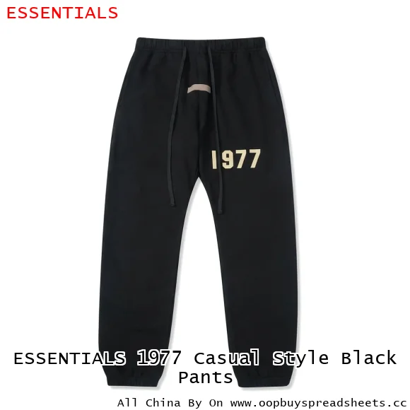 ESSENTIALS 1977 Casual Style Black Pants