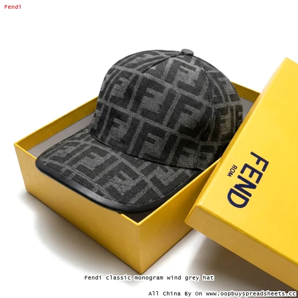 Fendi classic monogram wind grey hat