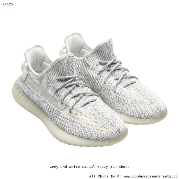 Grey and white casual Yeezy 350 shoes