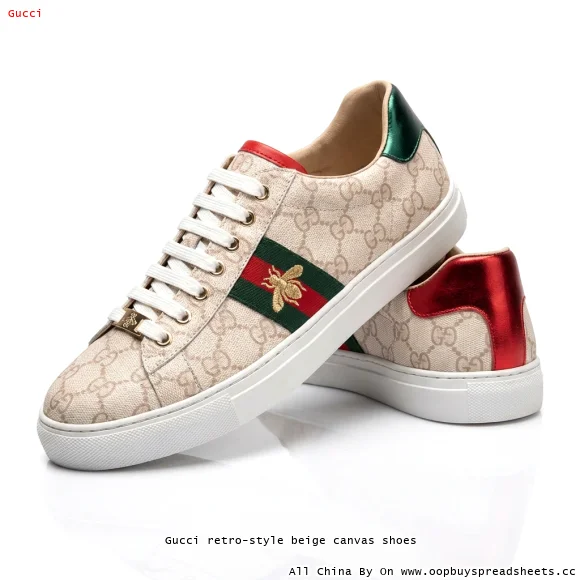 Gucci retro-style beige canvas shoes