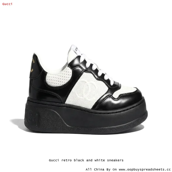 Gucci retro black and white sneakers