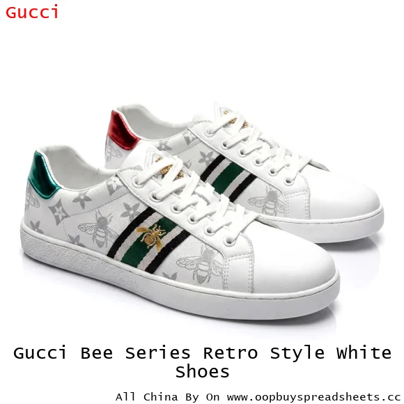 Gucci Bee Series Retro Style White Shoes