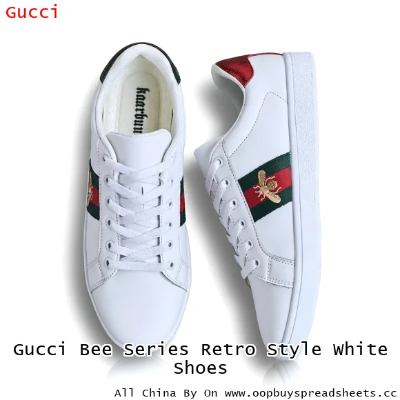 Gucci Bee Series Retro Style White Shoes