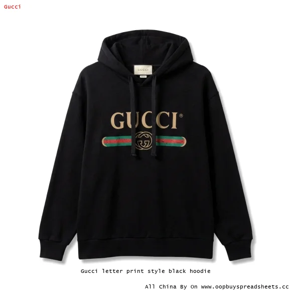 Gucci letter print style black hoodie