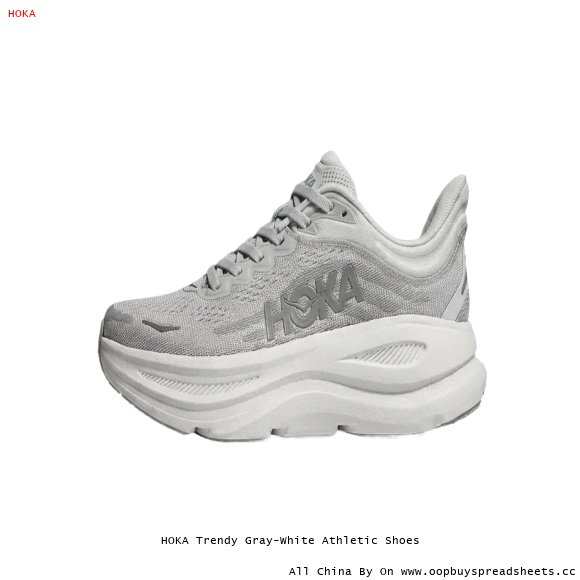 HOKA Trendy Gray-White Athletic Shoes
