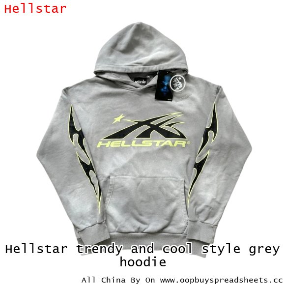 Hellstar trendy and cool style grey hoodie