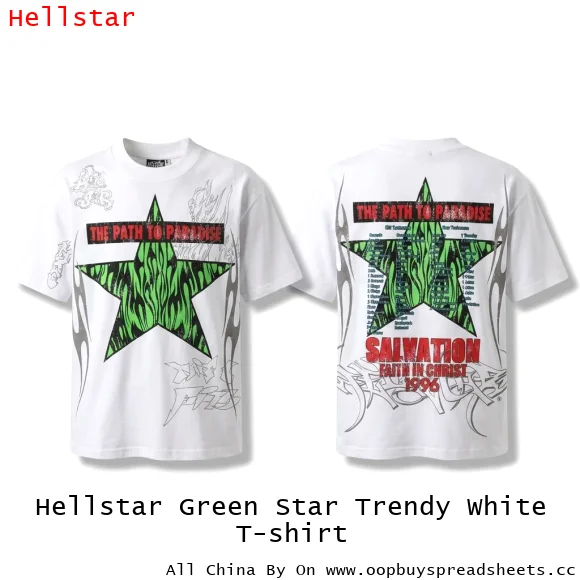 Hellstar Green Star Trendy White T-shirt