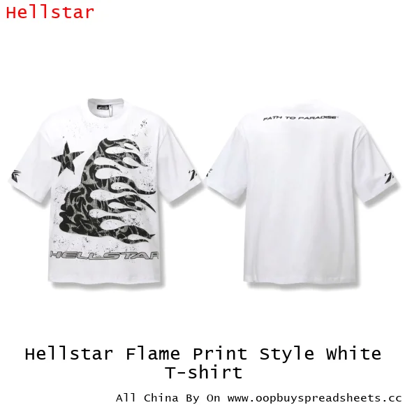 Hellstar Flame Print Style White T-shirt