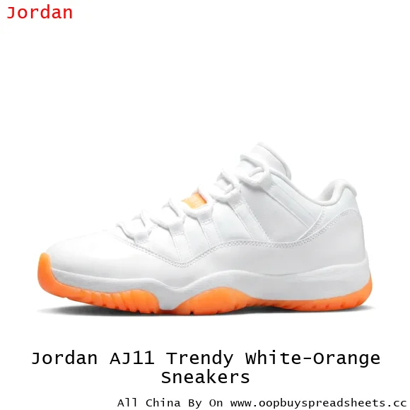 Jordan AJ11 Trendy White-Orange Sneakers