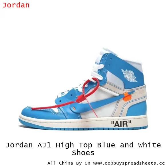 Jordan AJ1 High Top Blue and White Shoes