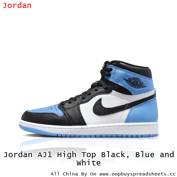 Jordan AJ1 High Top Black, Blue and White