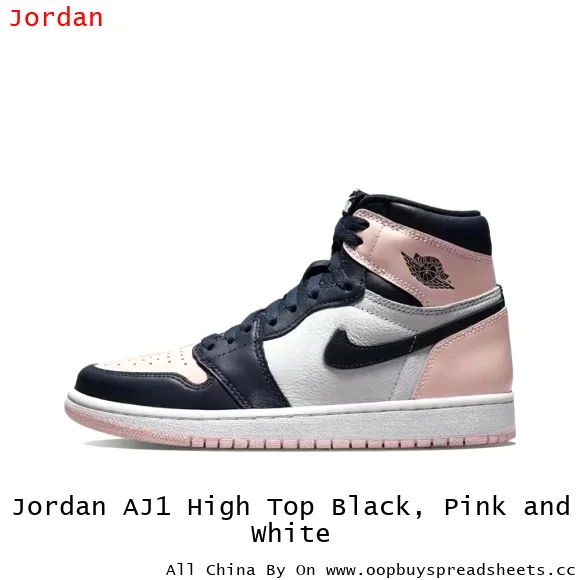 Jordan AJ1 High Top Black, Pink and White