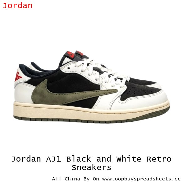 Jordan AJ1 Black and White Retro Sneakers