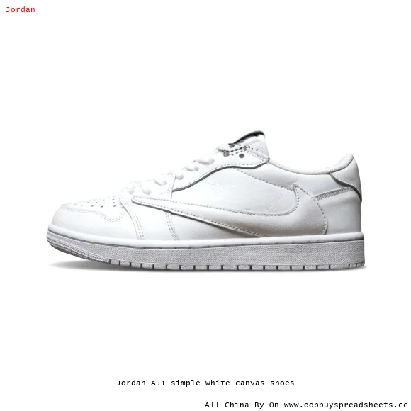 Jordan AJ1 simple white canvas shoes
