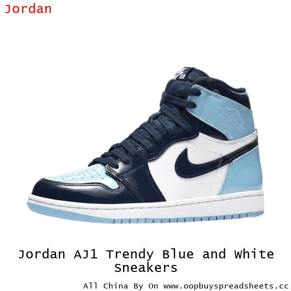 Jordan AJ1 Trendy Blue and White Sneakers