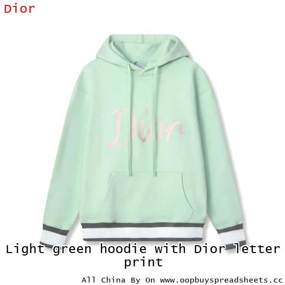 Light green hoodie with Dior letter print