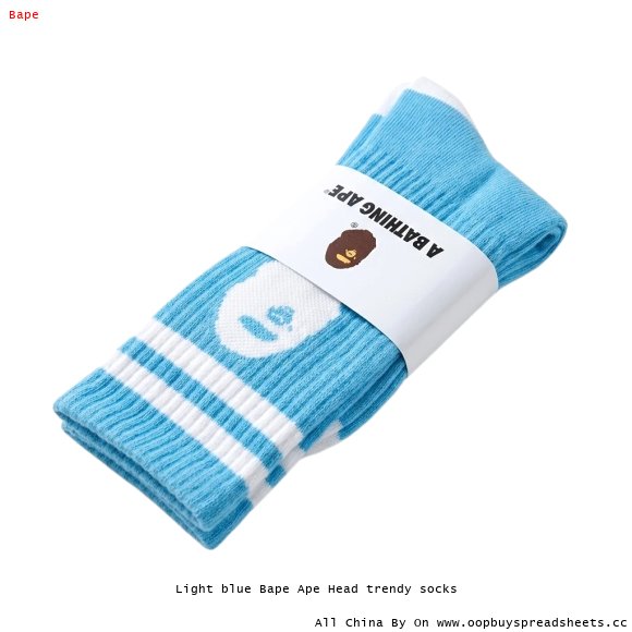Light blue Bape Ape Head trendy socks