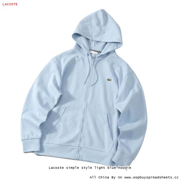 Lacoste simple style light blue hoodie