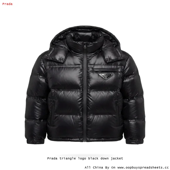 Prada triangle logo black down jacket