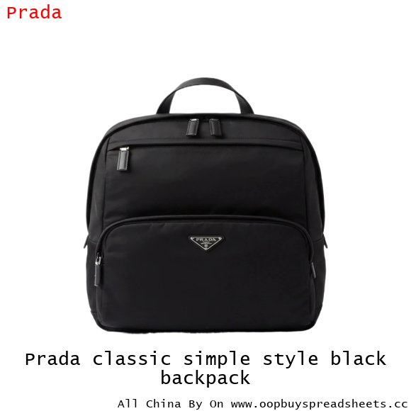 Prada classic simple style black backpack