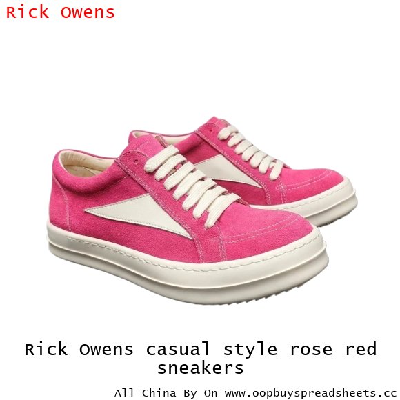 Rick Owens casual style rose red sneakers
