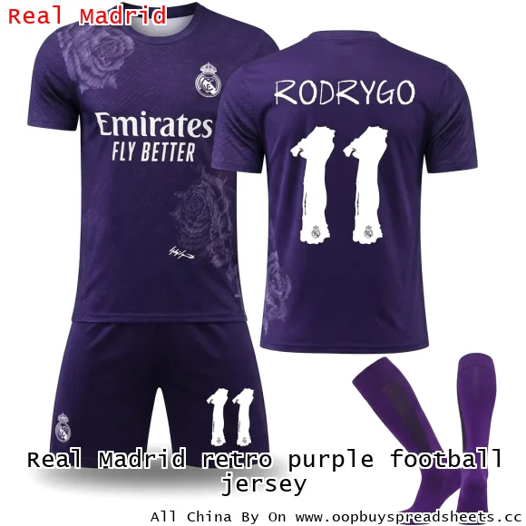 Real Madrid retro purple football jersey