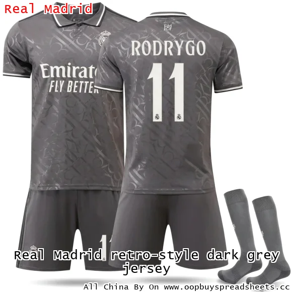 Real Madrid retro-style dark grey jersey