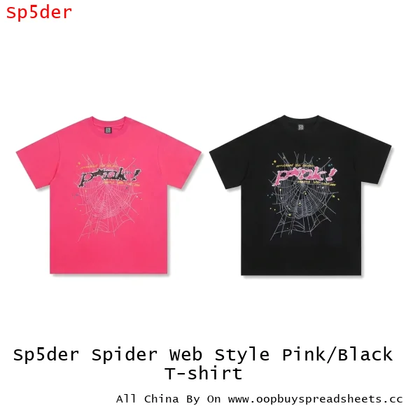 Sp5der Spider Web Style Pink/Black T-shirt