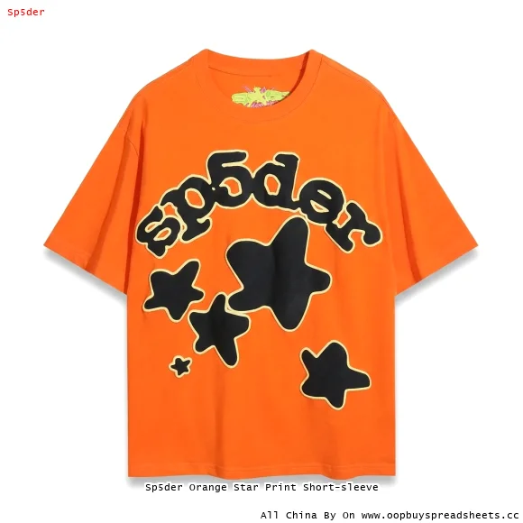 Sp5der Orange Star Print Short-sleeve