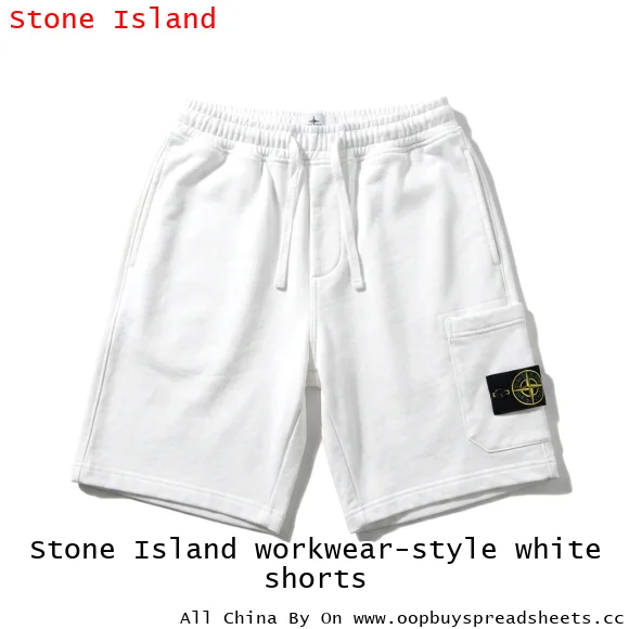 Stone Island workwear-style white shorts