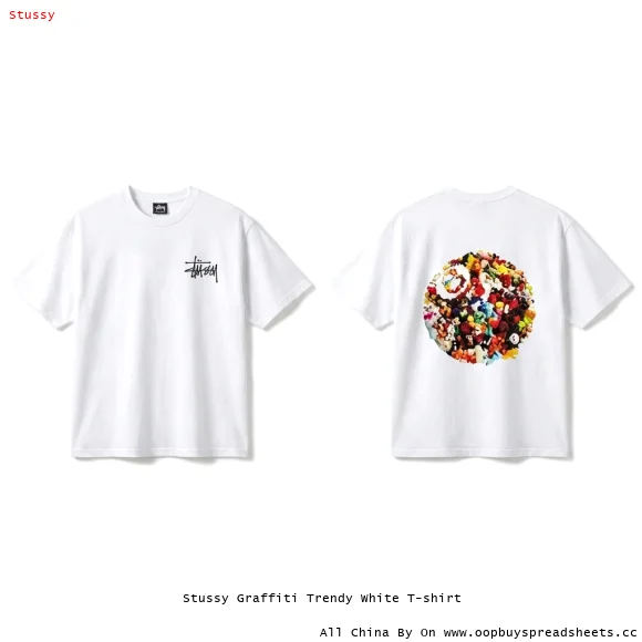 Stussy Graffiti Trendy White T-shirt