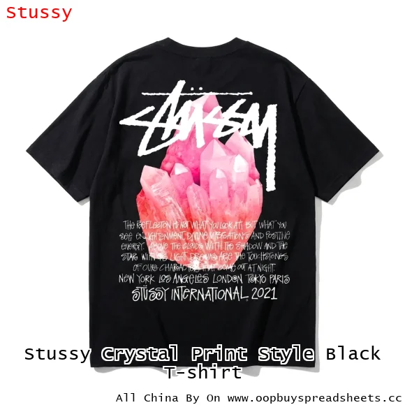 Stussy Crystal Print Style Black T-shirt