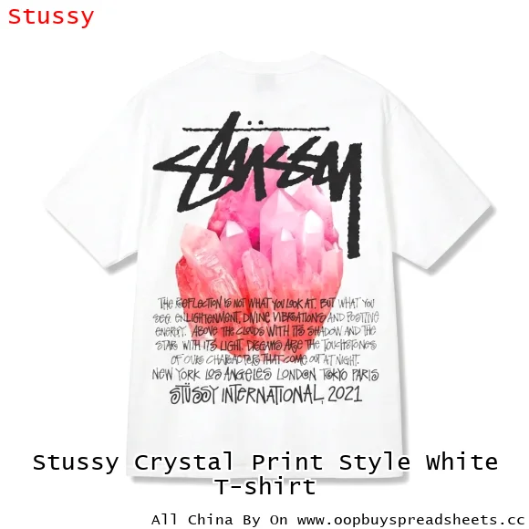 Stussy Crystal Print Style White T-shirt