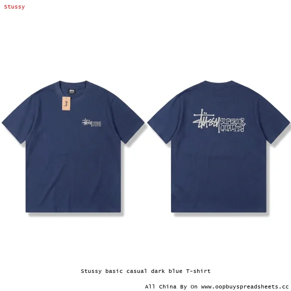 Stussy basic casual dark blue T-shirt