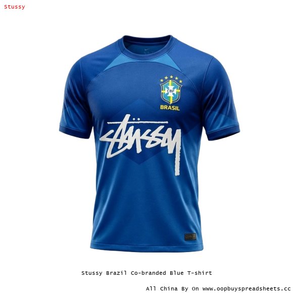 Stussy Brazil Co-branded Blue T-shirt