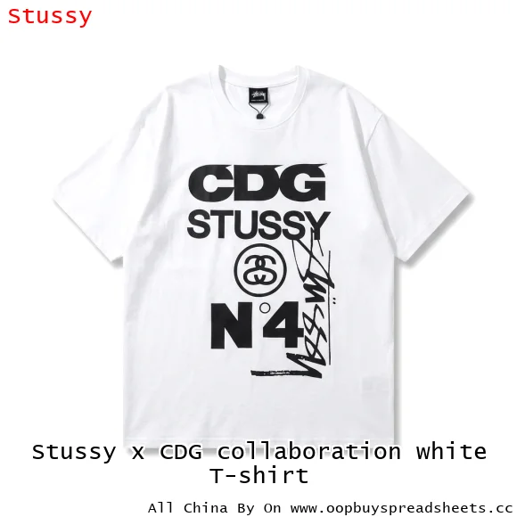Stussy x CDG collaboration white T-shirt