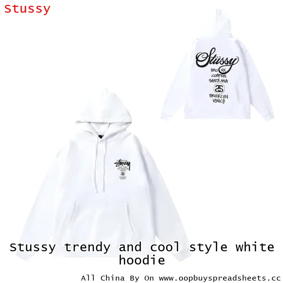Stussy trendy and cool style white hoodie