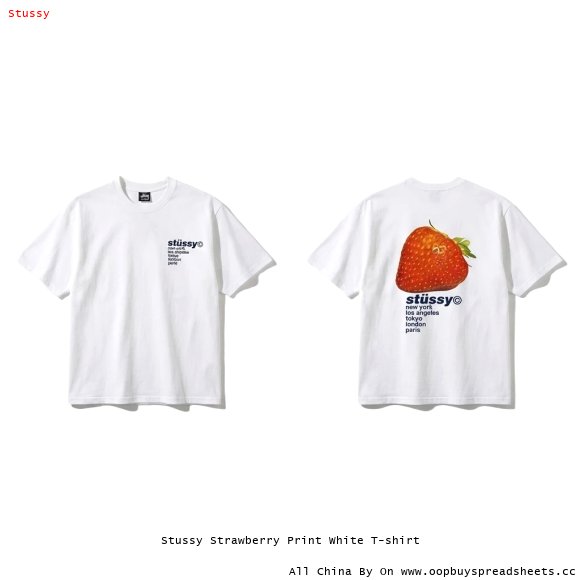 Stussy Strawberry Print White T-shirt