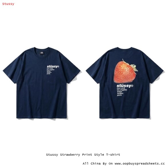 Stussy Strawberry Print Style T-shirt