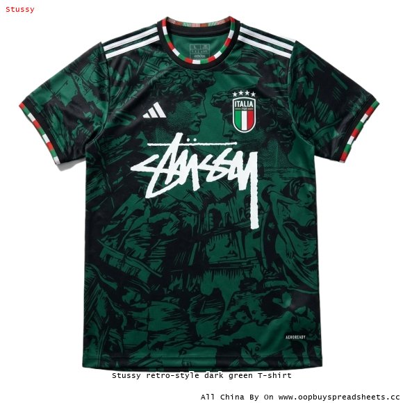 Stussy retro-style dark green T-shirt