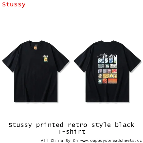 Stussy printed retro style black T-shirt