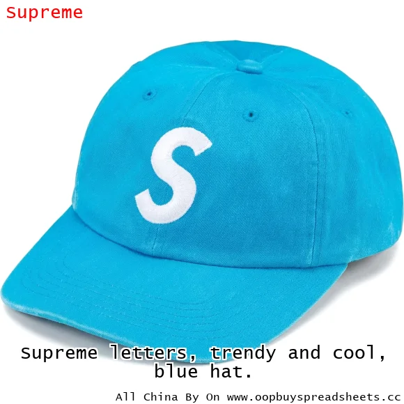 Supreme letters, trendy and cool, blue hat.