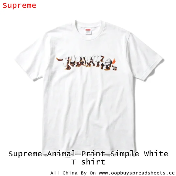 Supreme Animal Print Simple White T-shirt